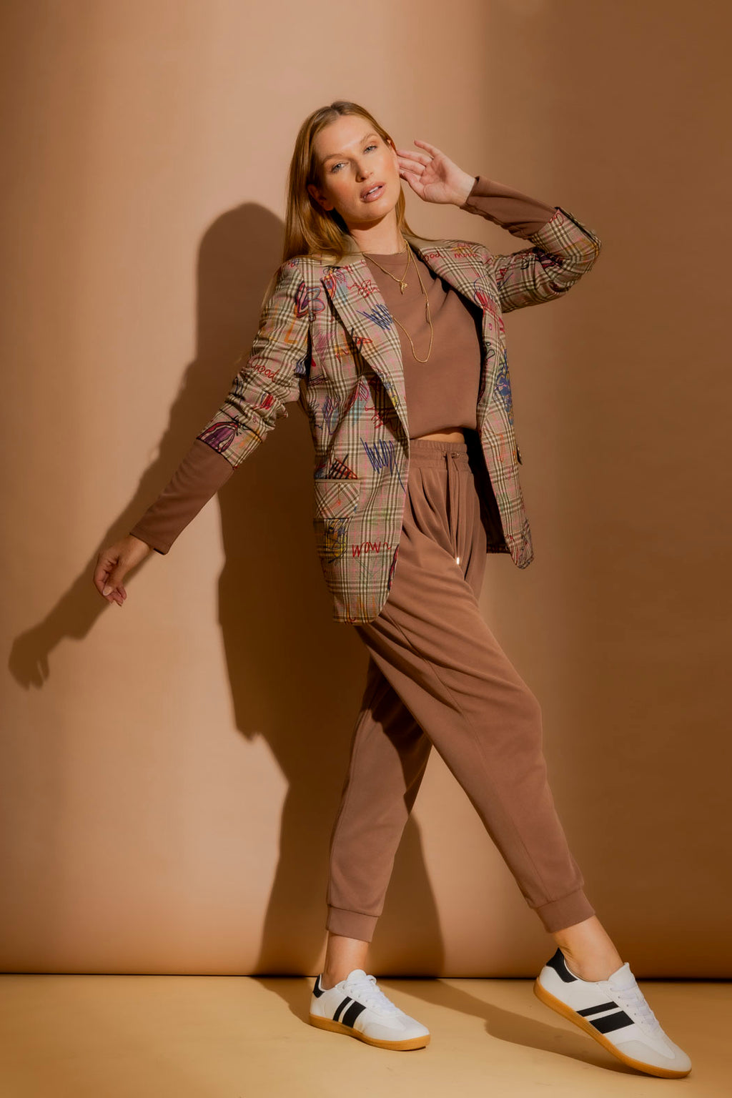 Caramel Lux Knit Slouch Pant