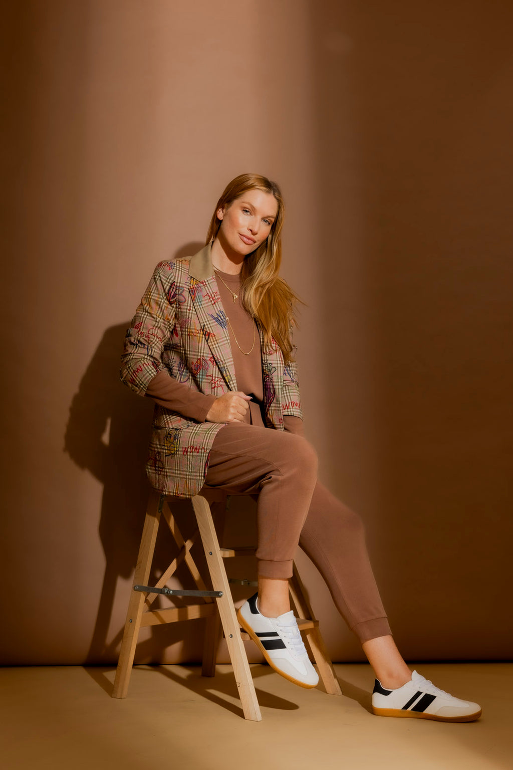 Taupe Sketch Boyfriend Blazer Taupe Sketch