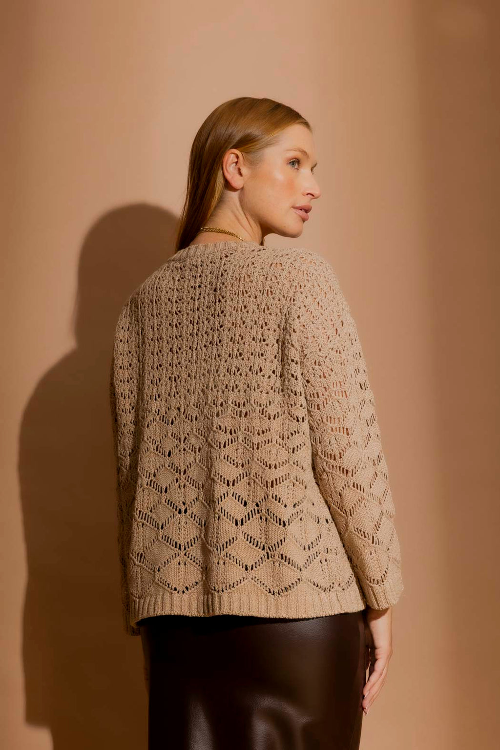 Taupe Cotton Diamond Knit Taupe S