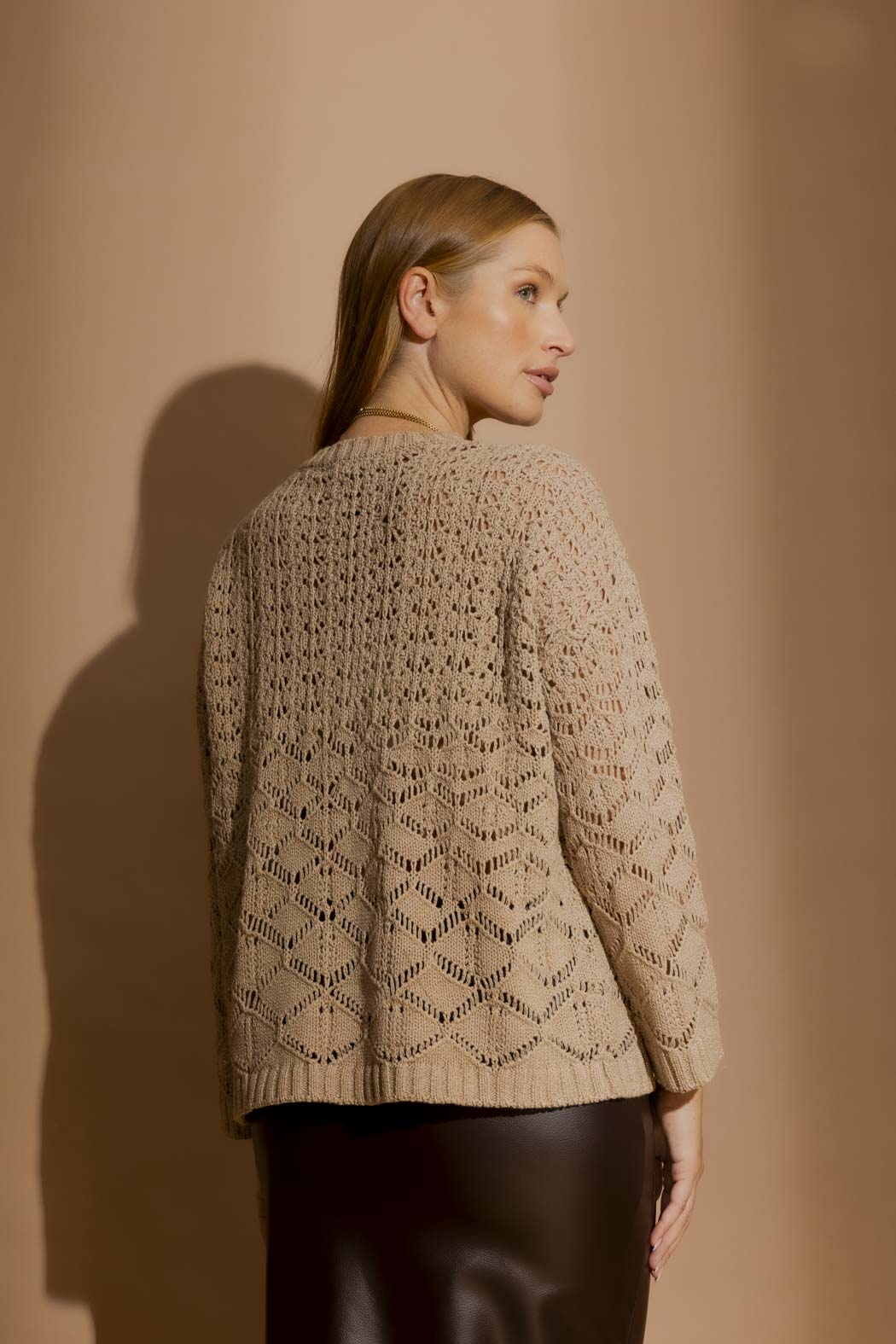 Taupe Cotton Diamond Knit Taupe S