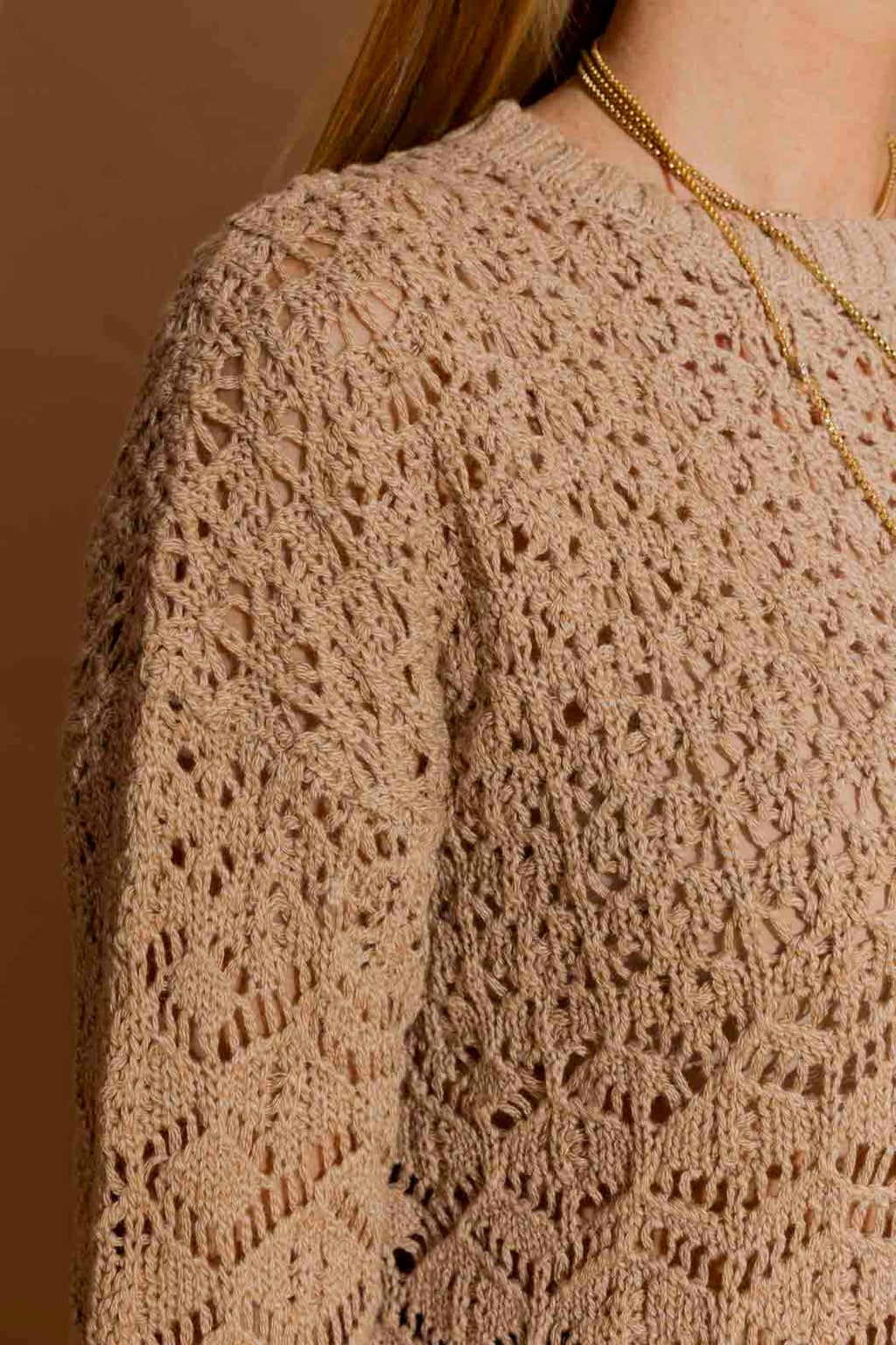 Taupe Cotton Diamond Knit Taupe S