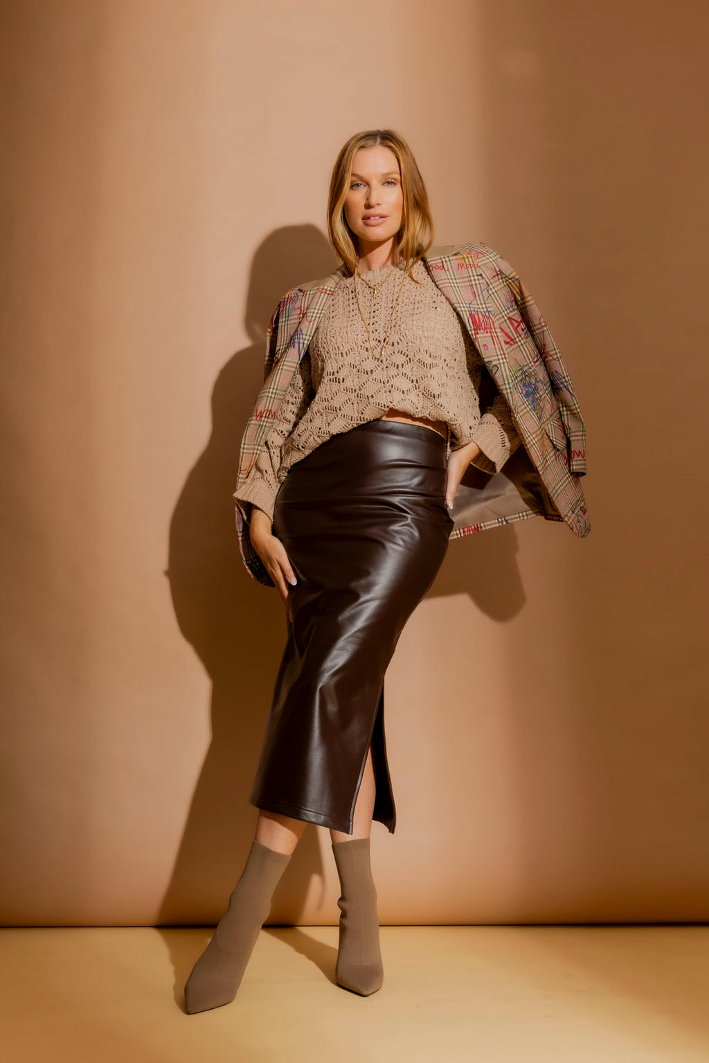 Coffee Croc Ruched Miracle Skirt