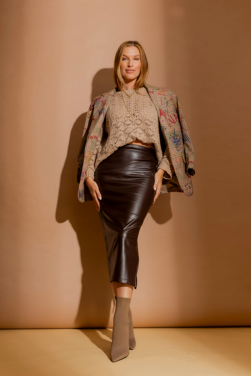 Coffee Croc Ruched Miracle Skirt