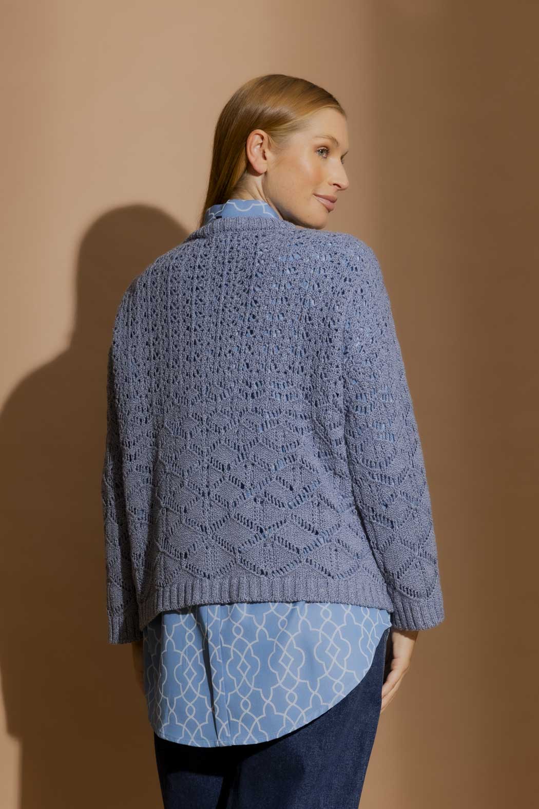 Blue Cotton Diamond Knit Blue S