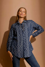 Dark Denim Embroidery Classic Shirt Dark Denim