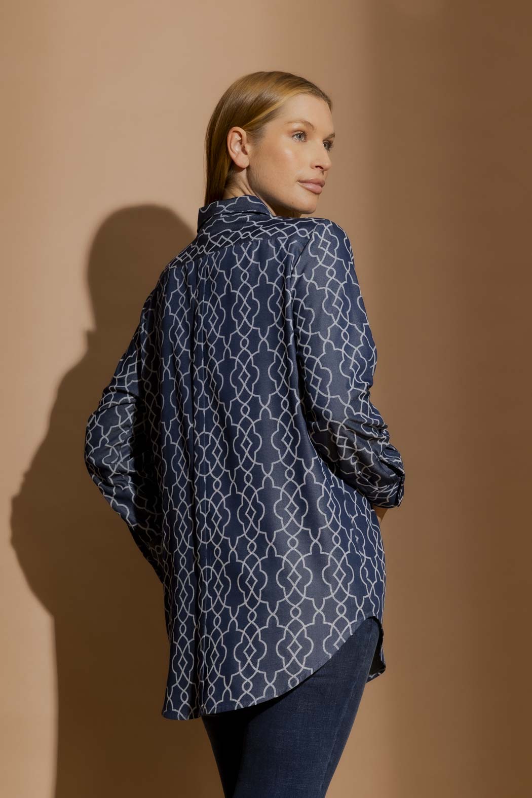 Dark Denim Embroidery Classic Shirt Dark Denim