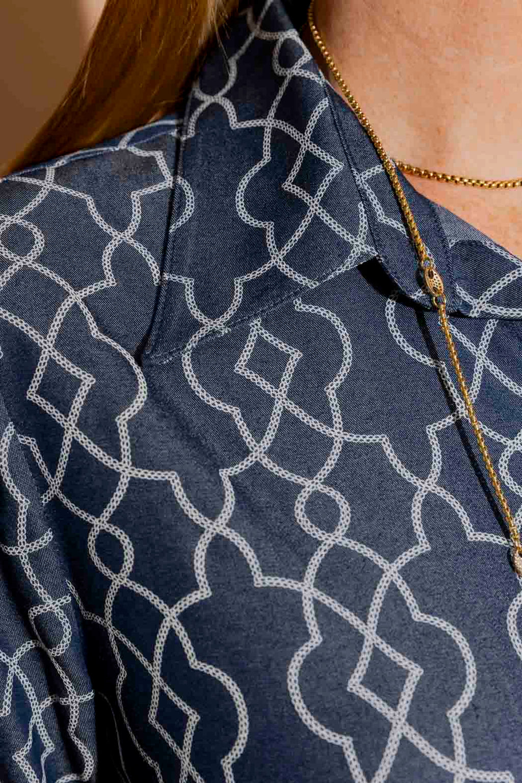Dark Denim Embroidery Classic Shirt Dark Denim