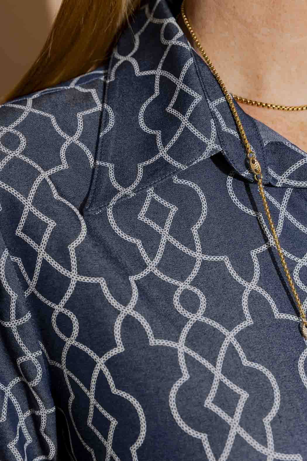 Dark Denim Embroidery Classic Shirt Dark Denim