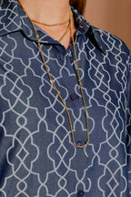 Dark Denim Embroidery Classic Shirt Dark Denim