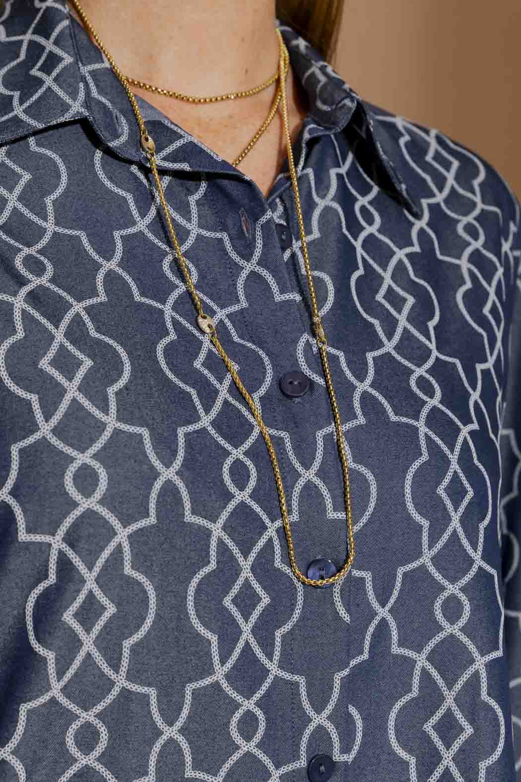 Dark Denim Embroidery Classic Shirt Dark Denim