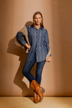 Dark Denim Embroidery Classic Shirt Dark Denim