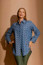 Mid Denim Embroidery Classic Shirt Mid Denim
