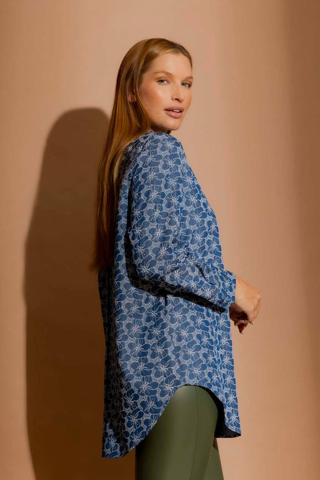 Mid Denim Embroidery Classic Shirt Mid Denim