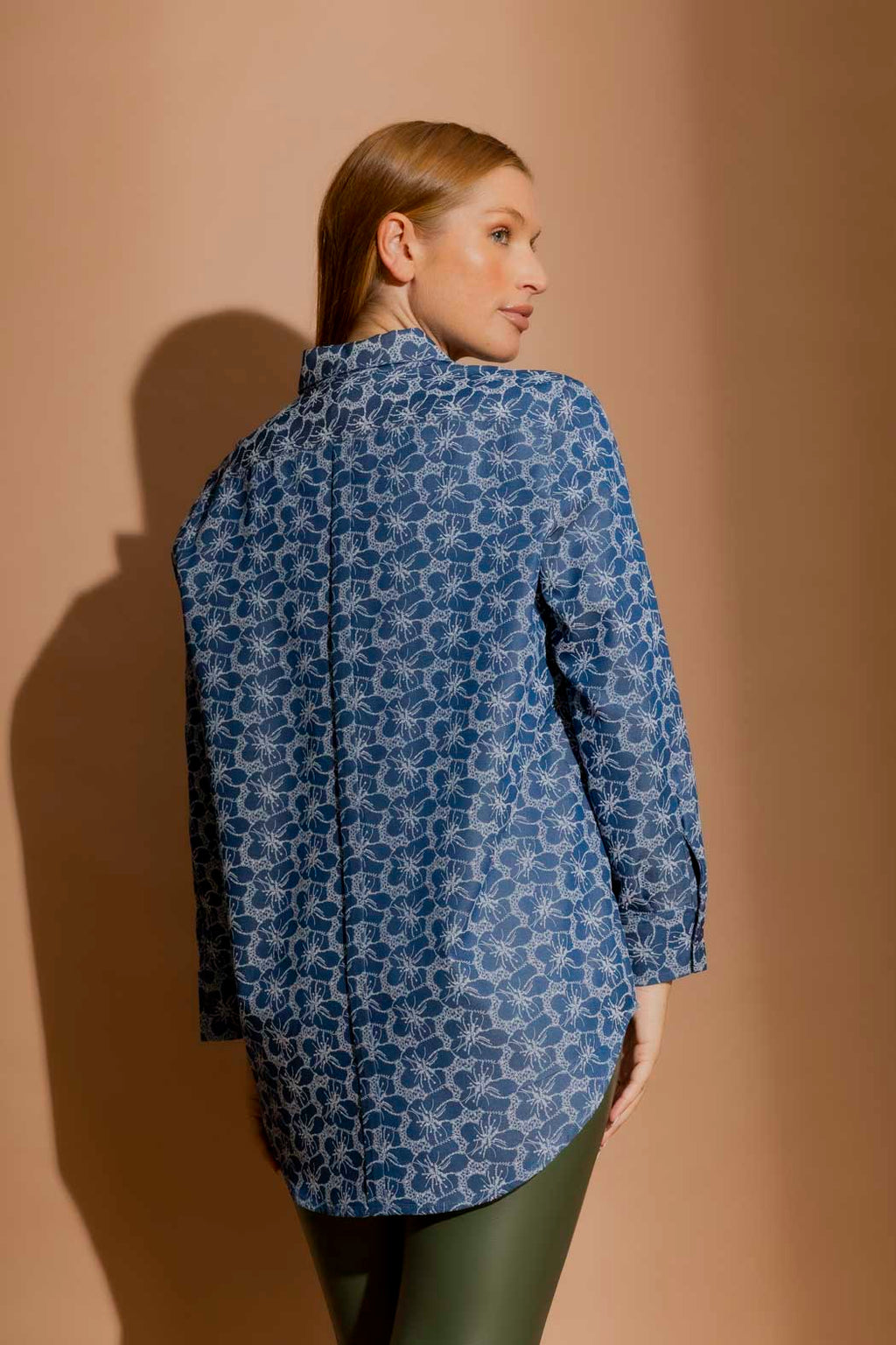 Mid Denim Embroidery Classic Shirt Mid Denim