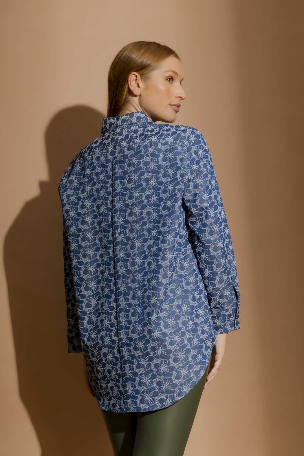 Mid Denim Embroidery Classic Shirt Mid Denim