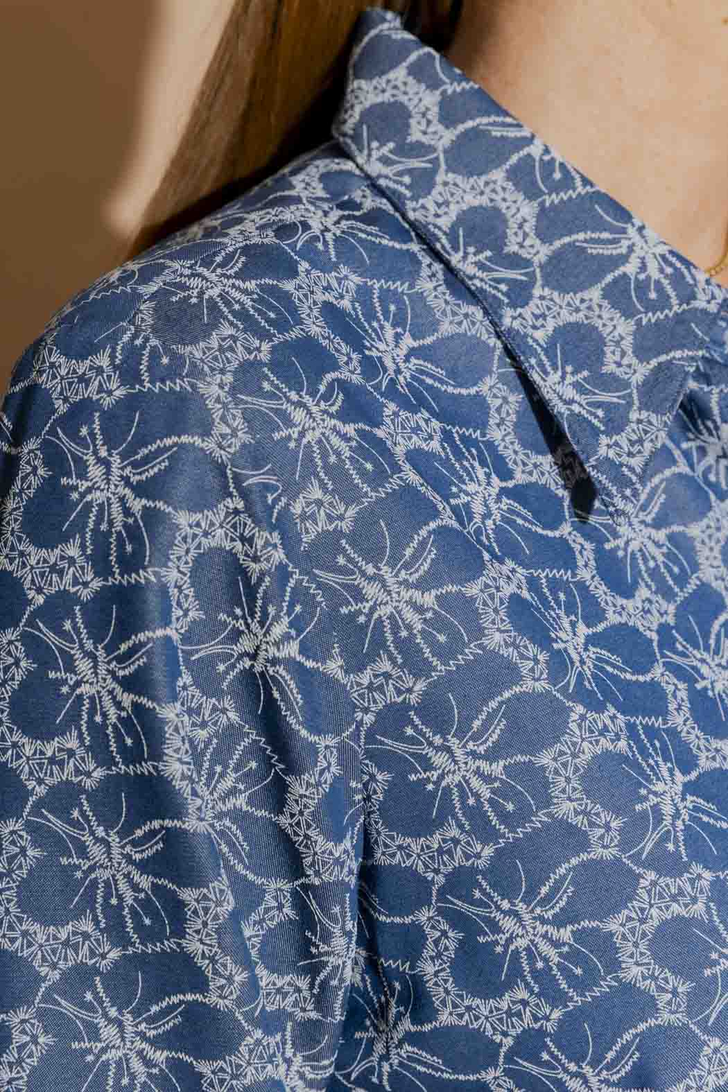 Mid Denim Embroidery Classic Shirt Mid Denim