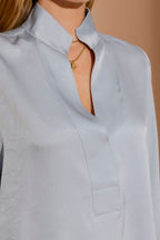 Pale Blue Silky Brit Blogger Shirt Pale Blue