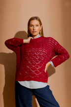 Red Cotton Diamond Knit Red S