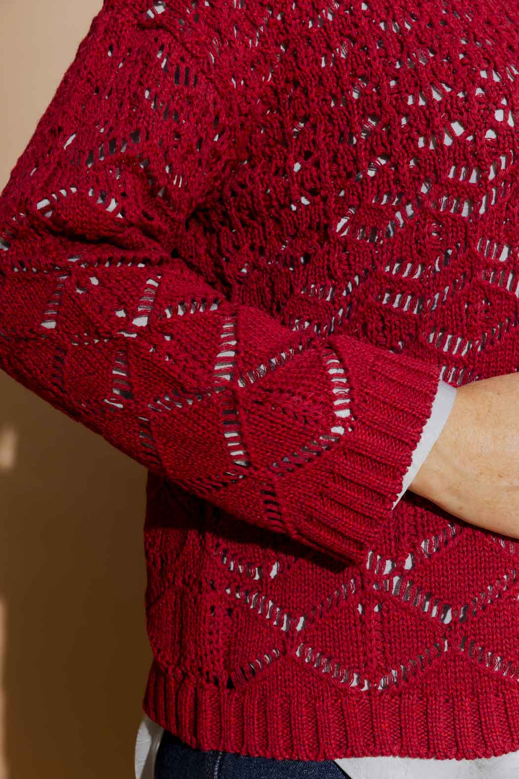 Red Cotton Diamond Knit Red S