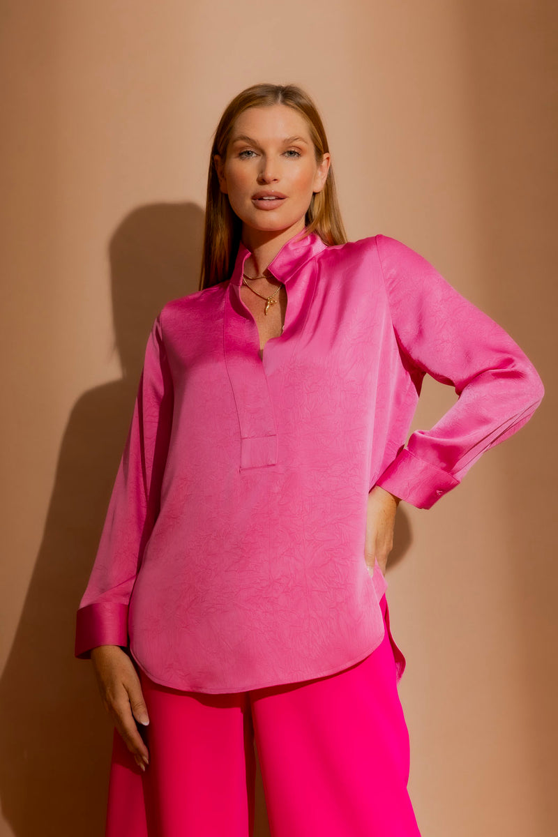 Pink Silky Brit Blogger Shirt