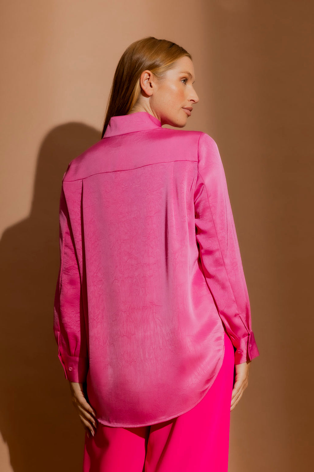 Pink Silky Brit Blogger Shirt