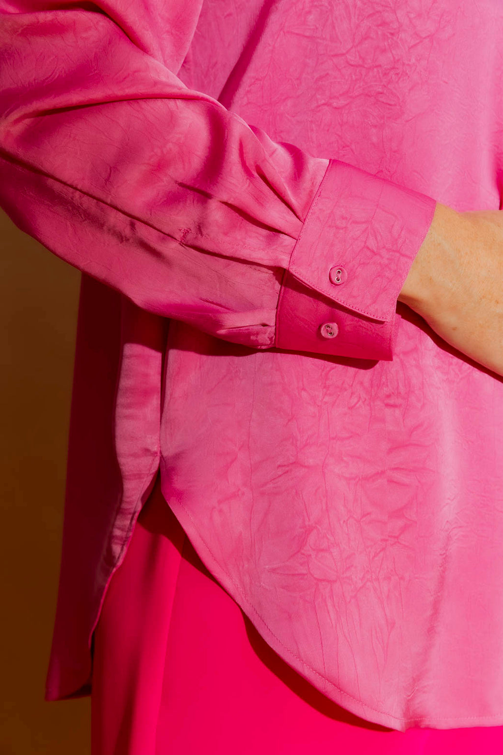Pink Silky Brit Blogger Shirt