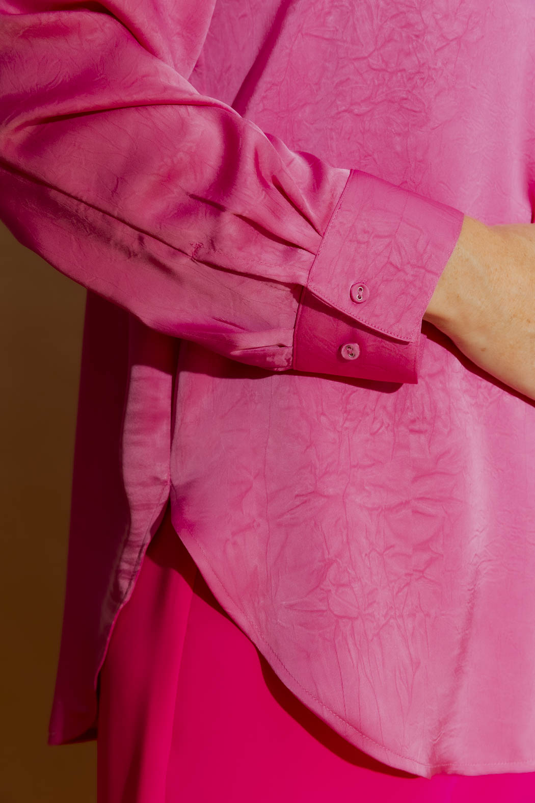 Pink Silky Brit Blogger Shirt