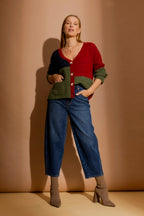 Burgundy Recycled Yarn Fluffy Cardigan Burgundy S