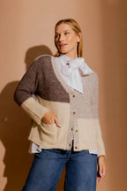 Taupe Recycled Yarn Fluffy Cardigan Taupe S
