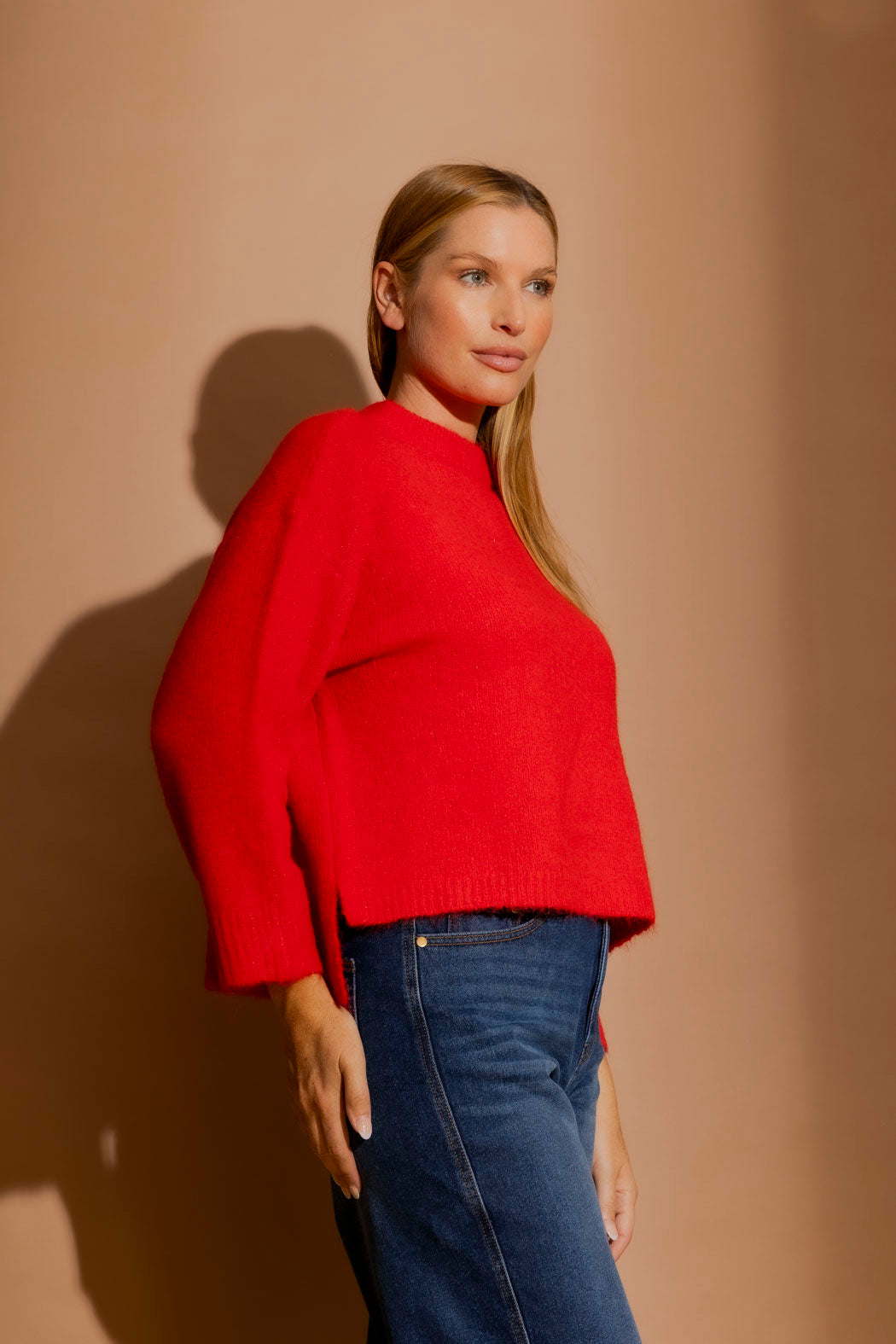 Red Recycled Yarn Fluffy Jumper Red S