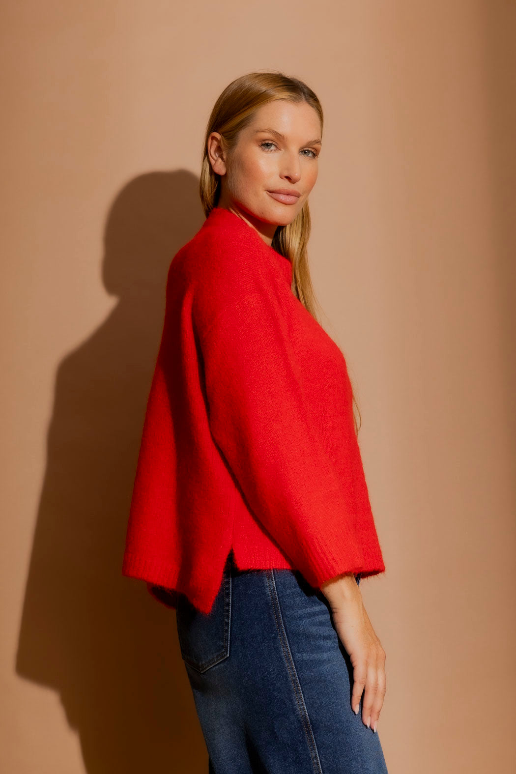 Red Recycled Yarn Fluffy Jumper Red S
