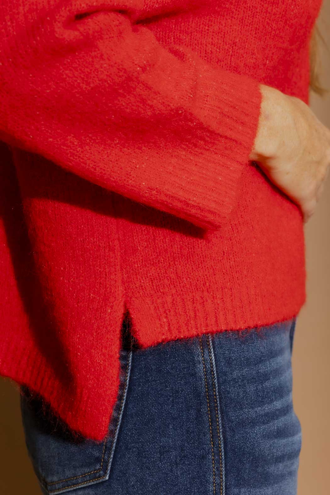 Red Recycled Yarn Fluffy Jumper Red S