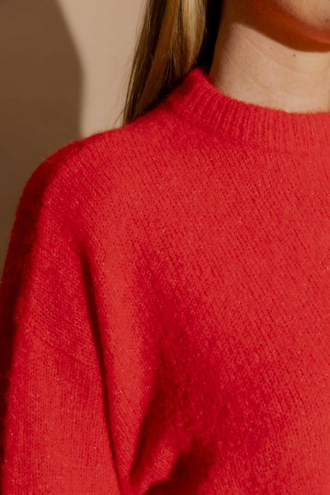 Red Recycled Yarn Fluffy Jumper Red S