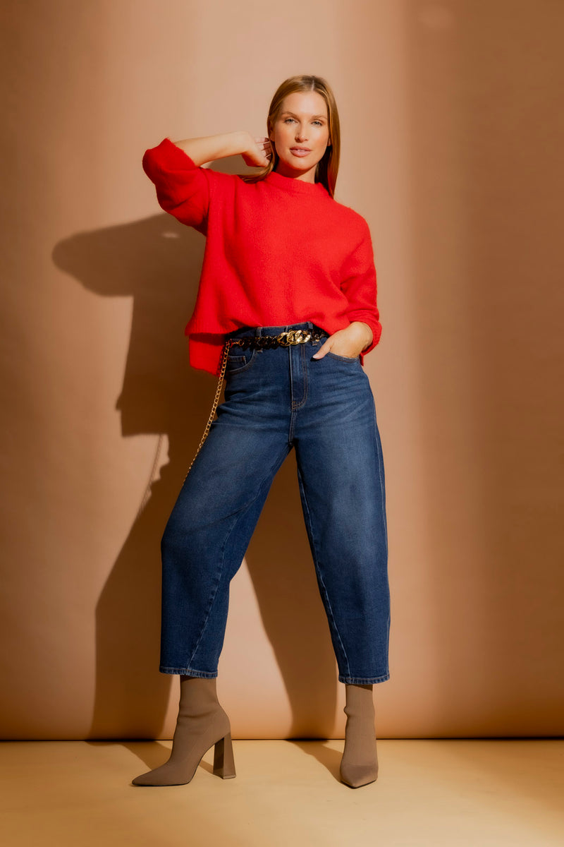 Red Recycled Yarn Fluffy Jumper Red S