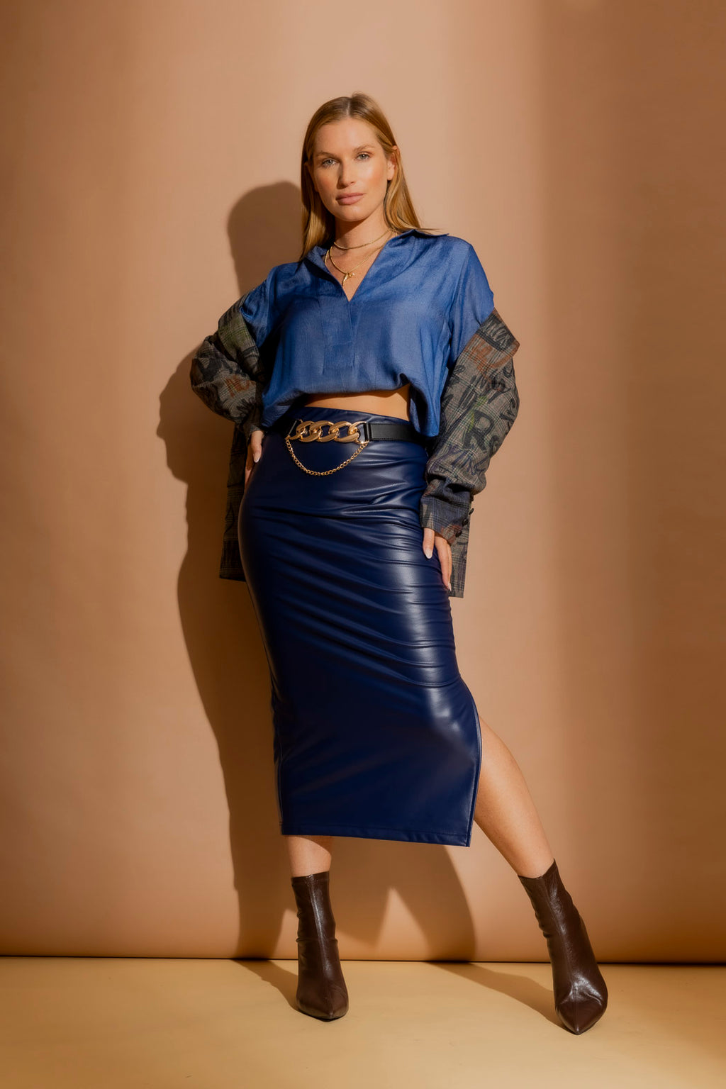Midnight Croc Ruched Miracle Skirt