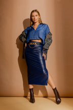 Midnight Croc Ruched Miracle Skirt