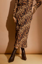 Tan Leopard Bias Skirt Tan Leopard