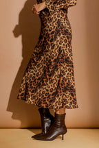 Tan Leopard Bias Skirt Tan Leopard