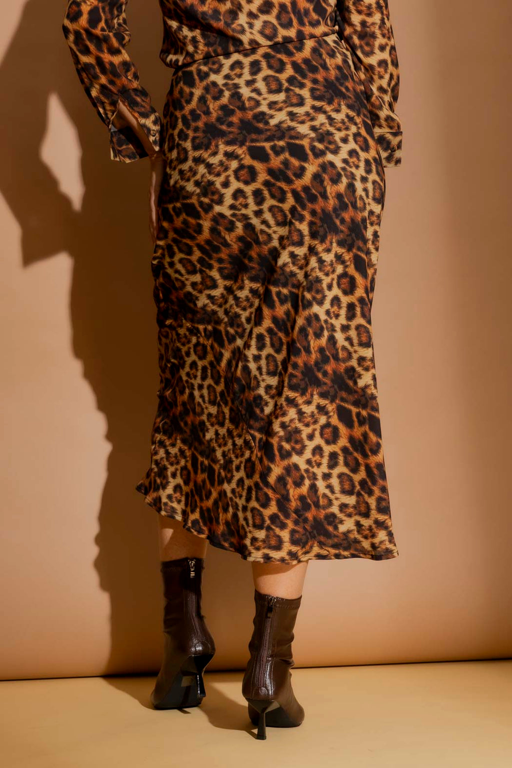 Tan Leopard Bias Skirt Tan Leopard