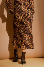Tan Leopard Bias Skirt Tan Leopard