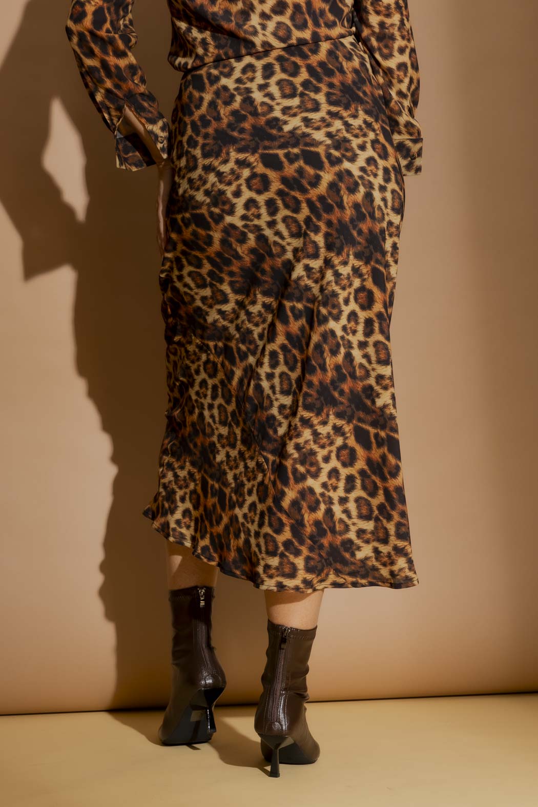 Tan Leopard Bias Skirt Tan Leopard