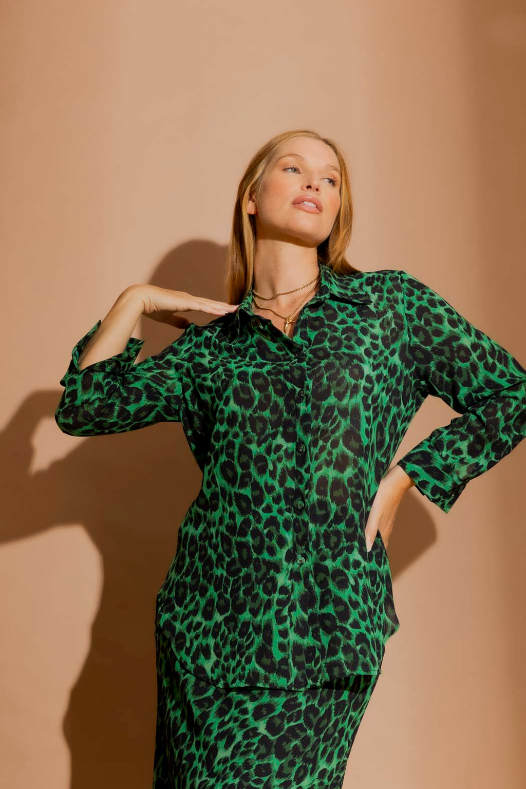 Green Leopard Asana Shirt Green Leopard