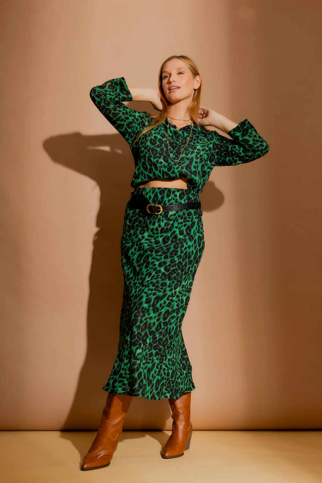 Green Leopard Asana Shirt Green Leopard