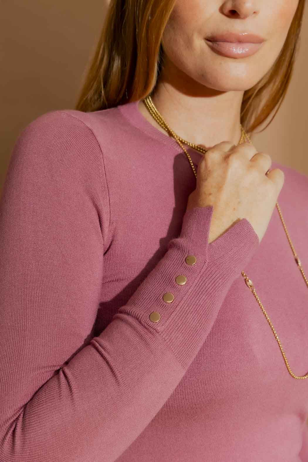 Pink Fine Knit Crew Jumper Pink S