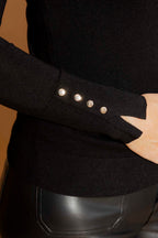 Black Fine Knit Roll Neck Jumper Black S