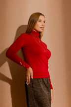 Red Fine Knit Roll Neck Jumper Red S