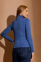 Cornflower Fine Knit Roll Neck Jumper Cornflower S