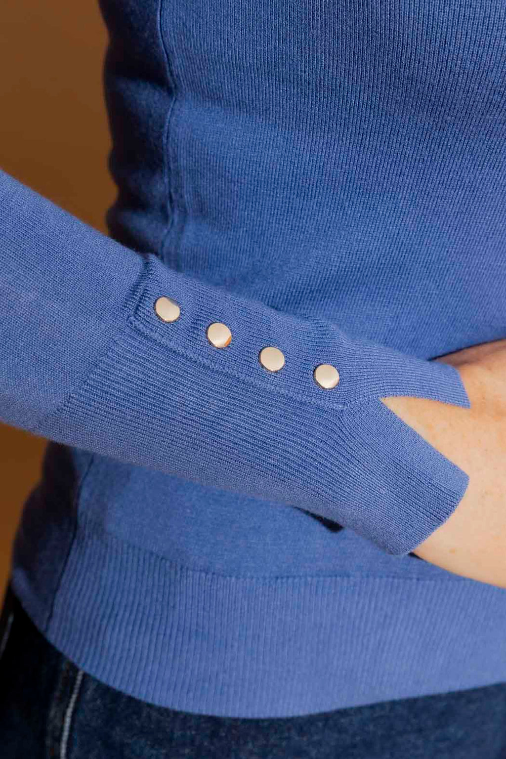 Cornflower Fine Knit Roll Neck Jumper Cornflower S