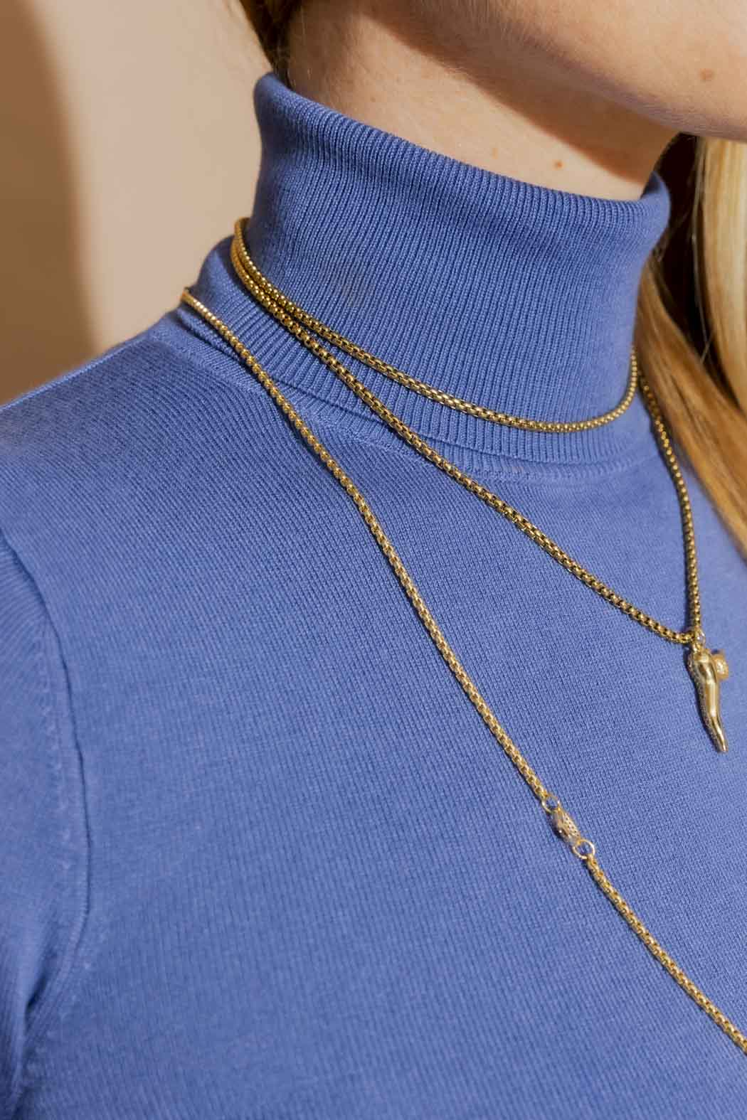 Cornflower Fine Knit Roll Neck Jumper Cornflower S