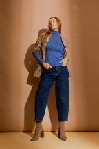 Cornflower Fine Knit Roll Neck Jumper Cornflower S